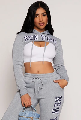 Womens New York Hooded Shrug, Grey, Size M