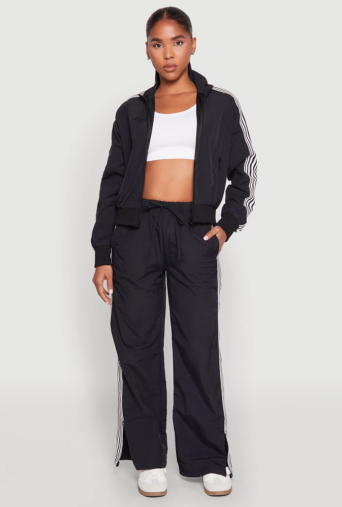 Womens Contrast Trim Slit Hem Track Pants,