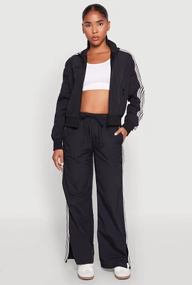 Womens Contrast Trim Slit Hem Track Pants,