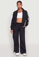 Womens Contrast Trim Slit Hem Track Pants,