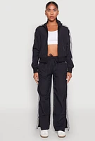 Womens Contrast Trim Slit Hem Track Pants,