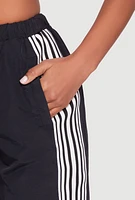Womens Contrast Trim Slit Hem Track Pants,