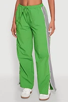 Womens Contrast Trim Slit Hem Track Pants, Green,