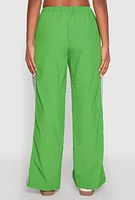 Womens Contrast Trim Slit Hem Track Pants, Green,