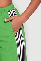 Womens Contrast Trim Slit Hem Track Pants, Green,