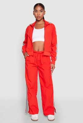 Womens Contrast Trim Slit Hem Track Pants, Red, Size XL