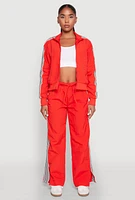 Womens Contrast Trim Slit Hem Track Pants, Red, Size XL