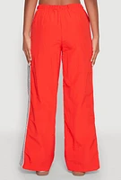 Womens Contrast Trim Slit Hem Track Pants, Red, Size XL