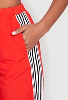 Womens Contrast Trim Slit Hem Track Pants, Red, Size XL