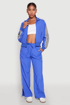 Womens Contrast Trim Slit Hem Track Pants,