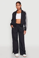 Womens Contrast Trim Mock Neck Track Jacket,