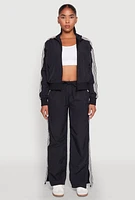 Womens Contrast Trim Mock Neck Track Jacket,