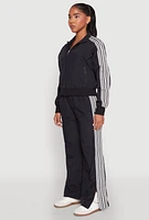 Womens Contrast Trim Mock Neck Track Jacket, S