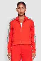 Womens Contrast Trim Mock Neck Track Jacket, Red, Size S