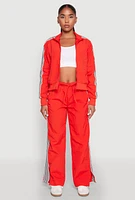 Womens Contrast Trim Mock Neck Track Jacket, Red, Size S