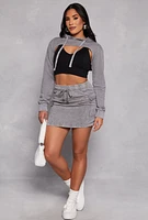 Womens Mineral Wash Hooded Shrug Sweatshirt, Grey,