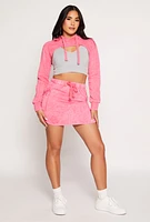 Womens Mineral Wash Hooded Shrug Sweatshirt, Pink, Size M
