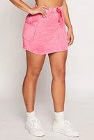 Womens Fleece Cargo Pocket Mini Skirt, Pink, Size M