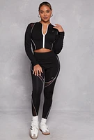 Womens Mesh Detail Contrast Piping Zip Front Track Jacket, Black, Size M