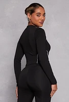 Womens Mesh Detail Contrast Piping Zip Front Track Jacket, Black, Size M