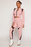 Womens Mesh Detail Contrast Piping Zip Front Track Jacket, Pink, Size S