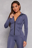 Womens Contrast Piping Full Zip Track Jacket, Blue, Size S