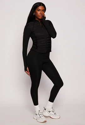 Womens Wide Waistband Leggings, Black, Size M