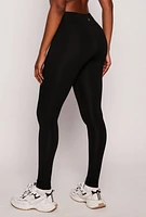 Womens Wide Waistband Leggings, Black, Size M