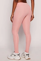 Womens Wide Waistband Leggings, Pink, Size M