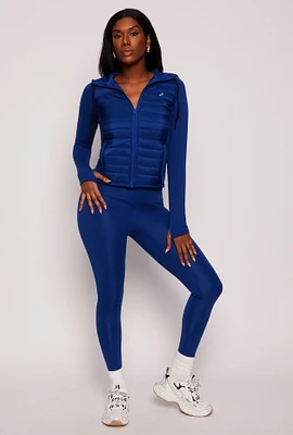 Womens Wide Waistband Leggings, Blue, Size M