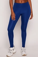 Womens Wide Waistband Leggings, Blue, Size M