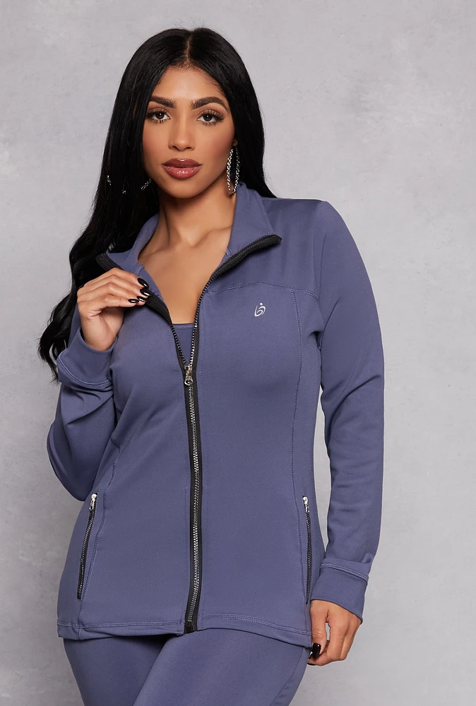 Womens Zip Front Track Jacket, Blue, Size S