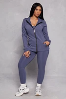 Womens Zip Front Track Jacket, Blue, Size S
