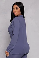 Womens Zip Front Track Jacket, Blue, Size S