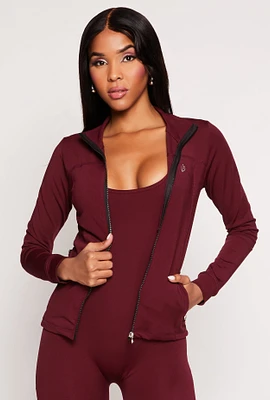 Womens Zip Front Track Jacket, Burgundy, Size S