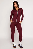 Womens Zip Front Track Jacket, Burgundy, Size L