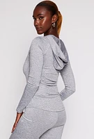 Womens Decorative Stitch Hooded Track Jacket, Grey, Size M