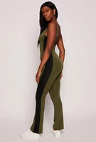 Womens Side Stripe Detail Active Tank Catsuit, Green, Size S