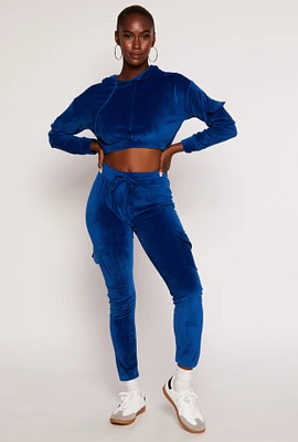 Womens Velour Cargo Pocket Joggers,