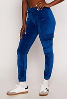 Womens Velour Cargo Pocket Joggers,
