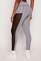 Womens Mesh Insert Active Leggings, Grey, Size S