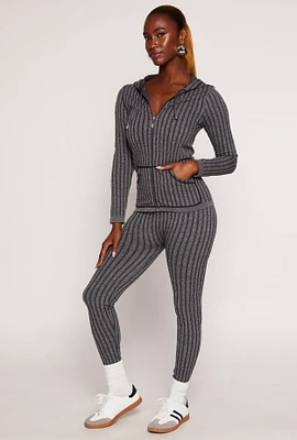 Womens Seamless Textured Knit High Waisted Leggings, Grey, Size S-M