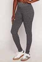 Womens Seamless Textured Knit High Waisted Leggings, Grey, Size S-M