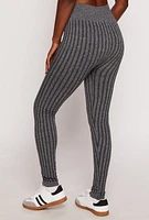 Womens Seamless Textured Knit High Waisted Leggings, Grey, Size S-M