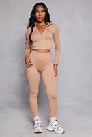 Womens Seamless Laser Cut Detail Cropped Track Jacket,