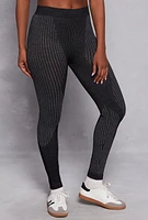 Womens Seamless Laser Cut Detail Leggings, Black, Size S-M
