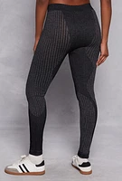 Womens Seamless Laser Cut Detail Leggings, Black, Size S-M
