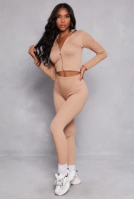 Womens Seamless Laser Cut Detail Leggings, Khaki, Size S-M