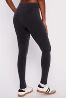 Womens Seamless Ribbed Pintuck High Waist Leggings, Black, Size S-M