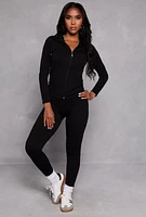 Womens Seamless Shadow Stripe Zip Hooded Top, S-M